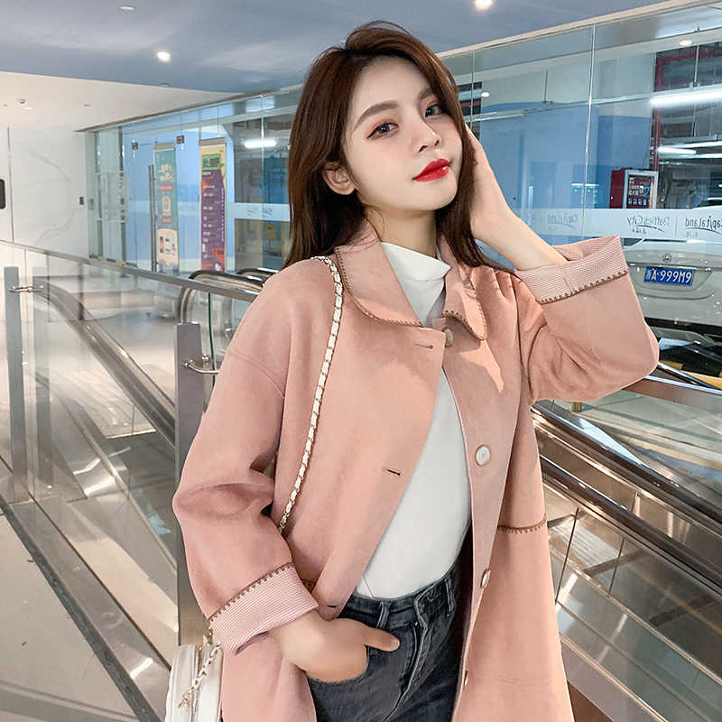Fashion Women Casual Thin Coat Spring Autumn Elegant Fashion Long Sleeve Lapel Neck Woolen Trench Coat 210930