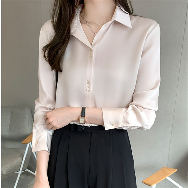 Apricot Stylish Tops Women Loose Elegant Sweet Gentle Office Lady Feminine Chic Blouses Minimalist Shirts 210421