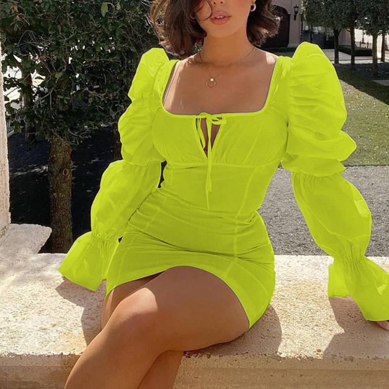 Casual Dresses Autumn Square Collar Women Mini Slim Dress Puff Long Sleeve A Line Solid Lace Up Zipper Holiday Beach 2021 Vestidos, Green
Casual Dresses Autumn Square Collar Women Mini Slim Dress Puff Long Sleeve A Line Solid Lace Up Zipper Holiday Beach 2021 Vestidos, Green