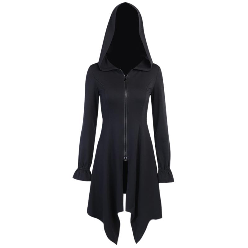 Ruibbit Gothic Vintage Black Hoodies Dress Goth Punk High Waist Zipper Long Sleeve Mini Streetwear Grunge Women Dresses Casual