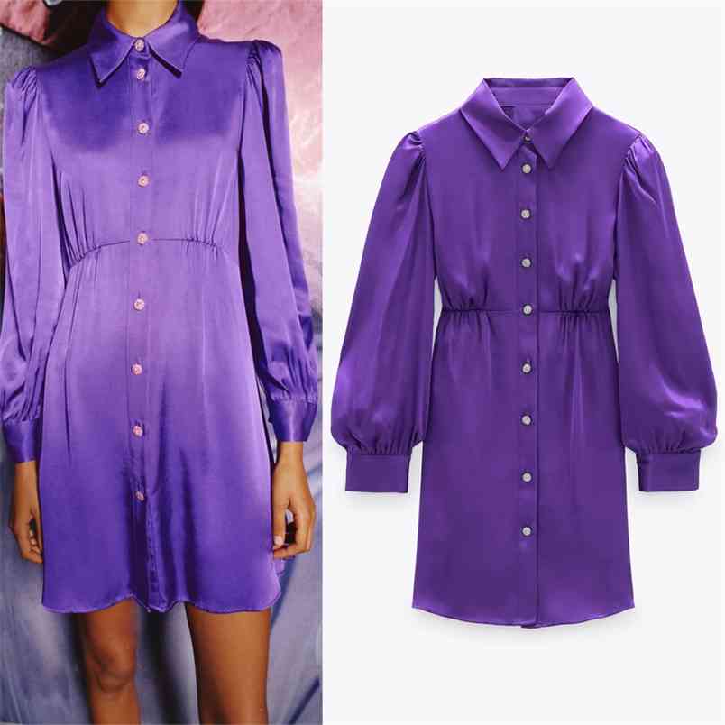 Vintage Purple Satin Shirt Dress Women Autumn Long Puff Sleeve Pleated Collared Mini es Ladies Button Elegant 210519
Vintage Purple Satin Shirt Dress Women Autumn Long Puff Sleeve Pleated Collared Mini es Ladies Button Elegant 210519