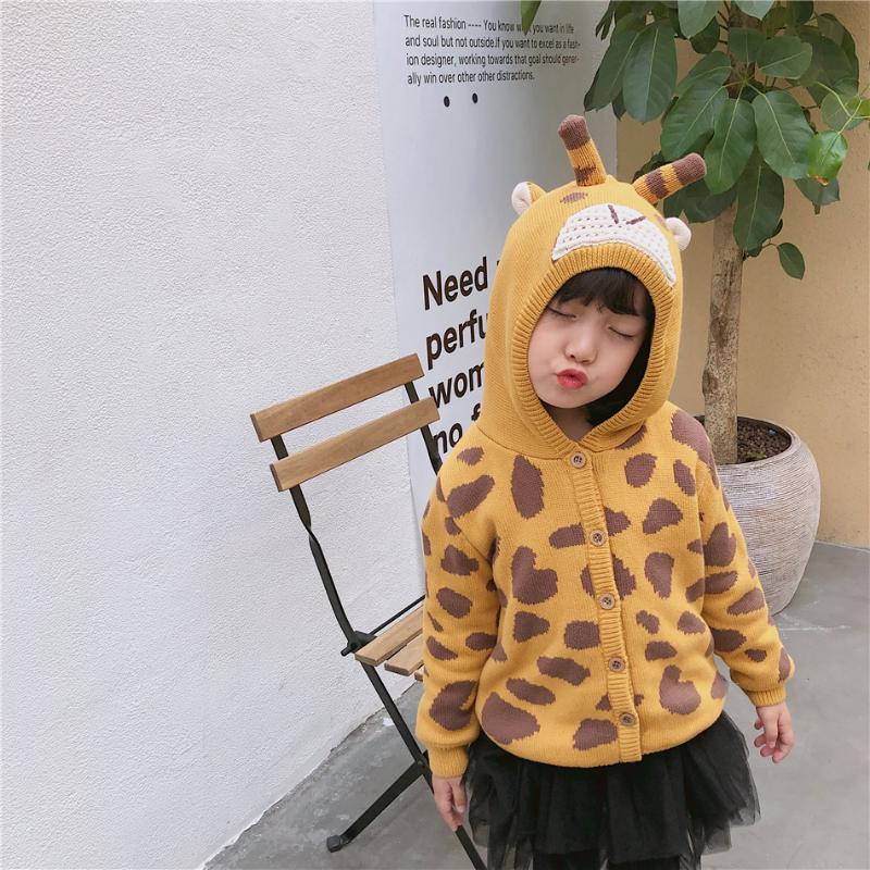 Giraffe Sweater Boys And Girls Hooded Cardigan Velvet Winter Autumn, Blue