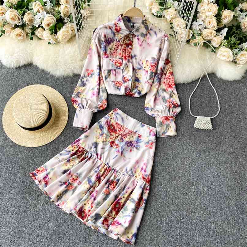 Spring Fall Runway Design Floral Printted Two piece set Women Lapel Long Lantern Sleeve Blouse Tops and Pleated Skirt Set 210602, White
Spring Fall Runway Design Floral Printted Two piece set Women Lapel Long Lantern Sleeve Blouse Tops and Pleated Skirt Set 210602, White