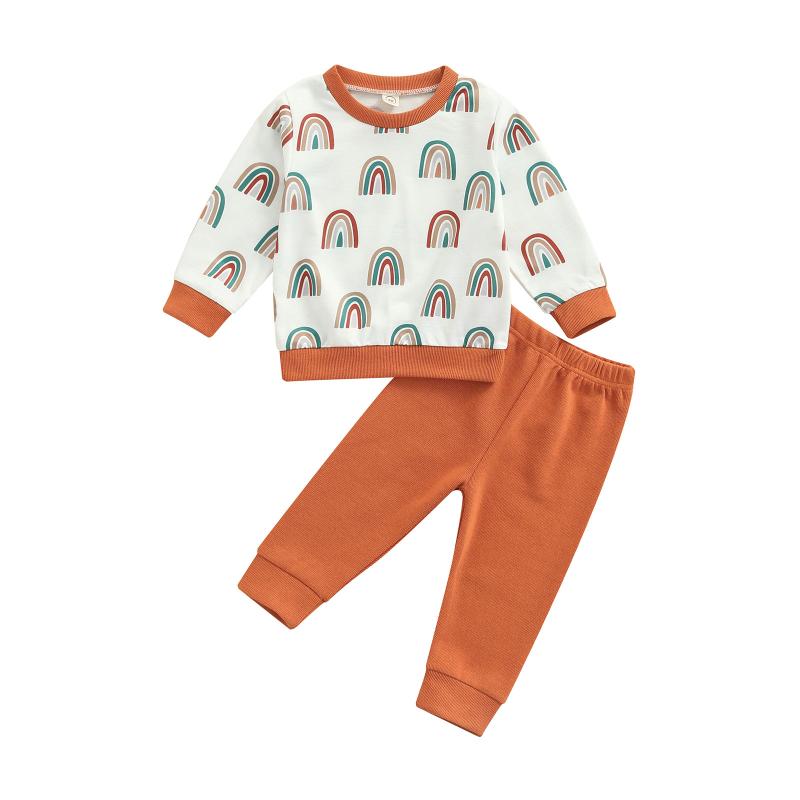 Clothing Sets 1-5Years Kid Girls Rainbow Color Print Suit Long Sleeve Sweatershirt Top + Pants 2-piece Suits, White
Clothing Sets 1-5Years Kid Girls Rainbow Color Print Suit Long Sleeve Sweatershirt Top + Pants 2-piece Suits, White