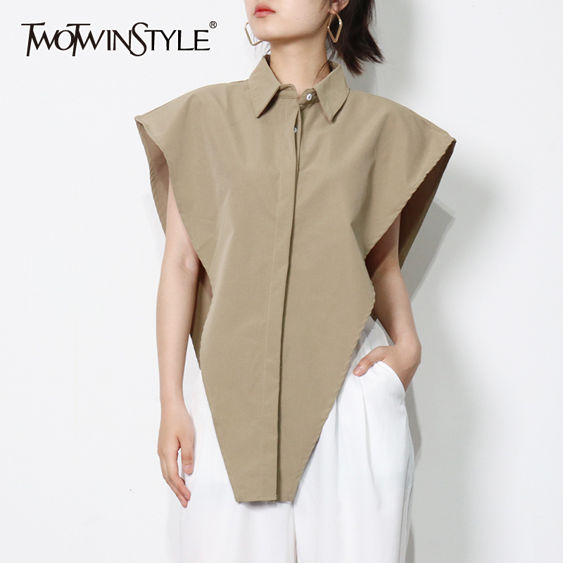 Casual Solid Shirt For Women Lapel Sleeveless Loose Minimalist Irregular Blouse Female Fashion Clothing 210524, Green
Casual Solid Shirt For Women Lapel Sleeveless Loose Minimalist Irregular Blouse Female Fashion Clothing 210524, Green