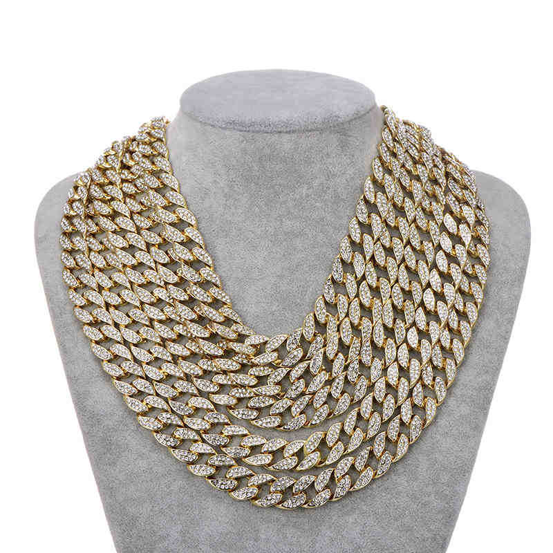 Miami Curb Cuban link Chain Pendent For Men Gold Silver Hip Hop Iced Out Paved bling CZ Rapper Necklace Jewelry gift T200113