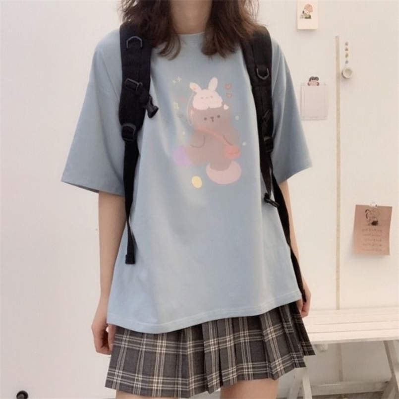 QWEEK Kawaii T-shirt for Women Fashion Graphic T Shirts Short Sleeve Cute Tops Casual Loose O-neck White Print Tshirt 210708, Blue
QWEEK Kawaii T-shirt for Women Fashion Graphic T Shirts Short Sleeve Cute Tops Casual Loose O-neck White Print Tshirt 210708, Blue