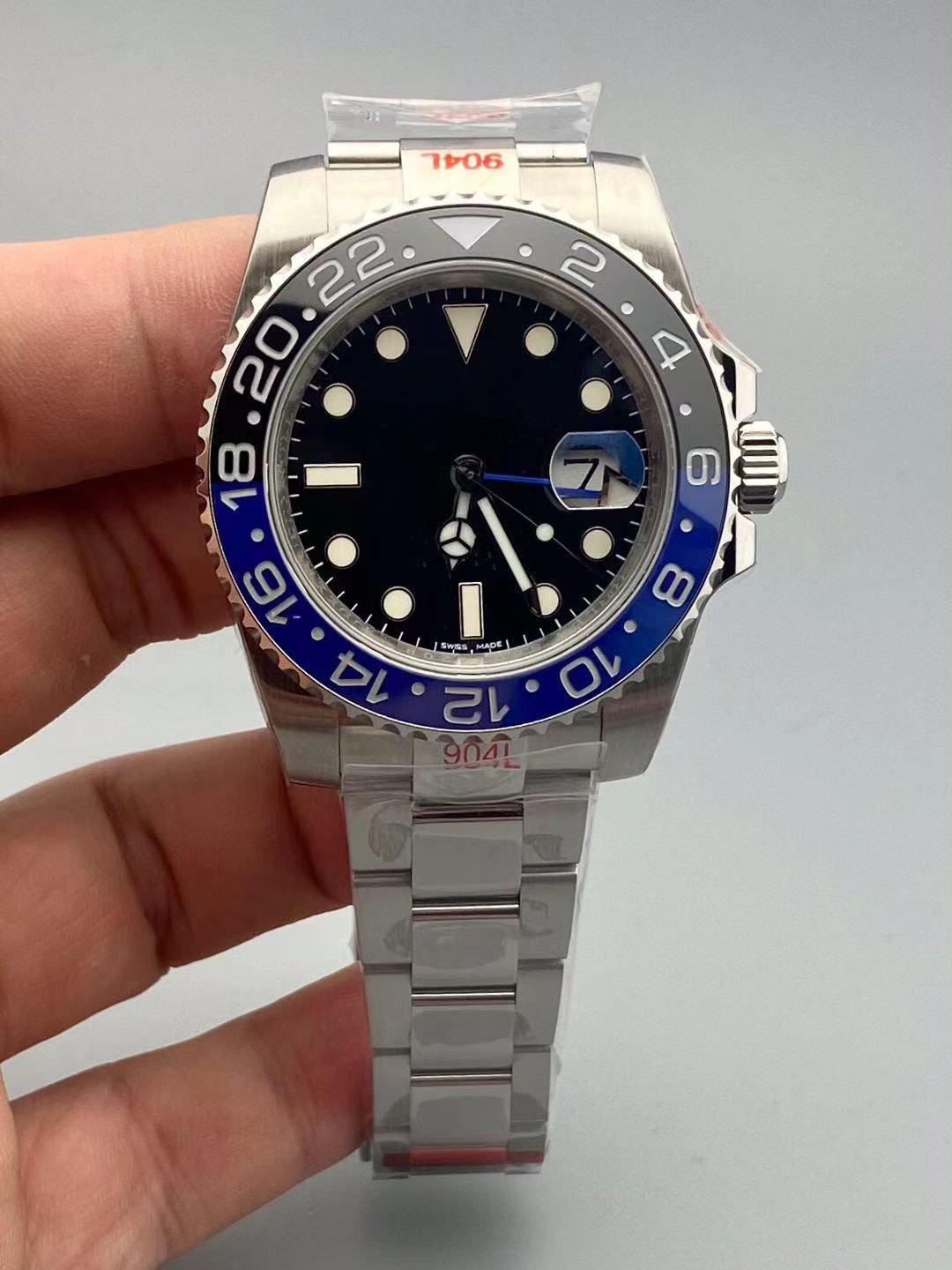 N V11 men's watches 40x13mm GMT Montre DE Luxe 904L Steel bidirectional ceramic rotating bezel 3186 automatic mechanical movement, Call.3186
N V11 men's watches 40x13mm GMT Montre DE Luxe 904L Steel bidirectional ceramic rotating bezel 3186 automatic mechanical movement, Call.3186