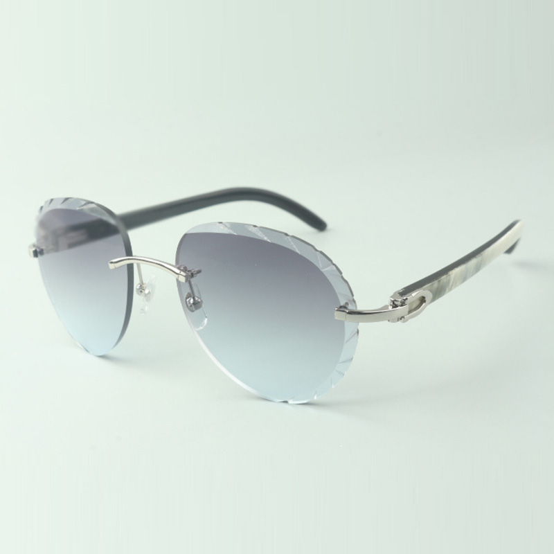 2022 Classic sunglasses 3524027 with mixed buffalo horn arms and cut lens glasses, Direct sales, size: 18-140 mm
