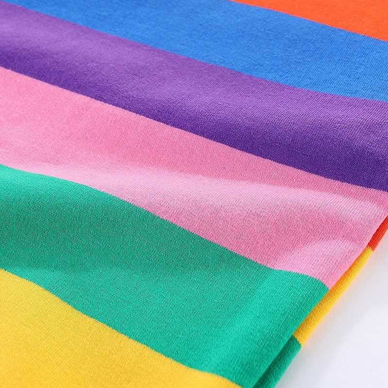 Mudkingdom Cute Big Girls Sweatshirts Rainbow Children Spring Clothes Boys Stripe Colorful Autumn Kids 210615