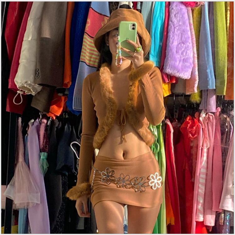 Women's Down & Parkas European And American Style Autumn Pure Color Plush Stitching Lace Cardigan Long-sleeved Top