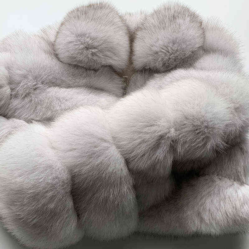 r982 Winter Woman's Fashion Short Style Slim Fit Zipper Real Fur Bomber Jacket 211111