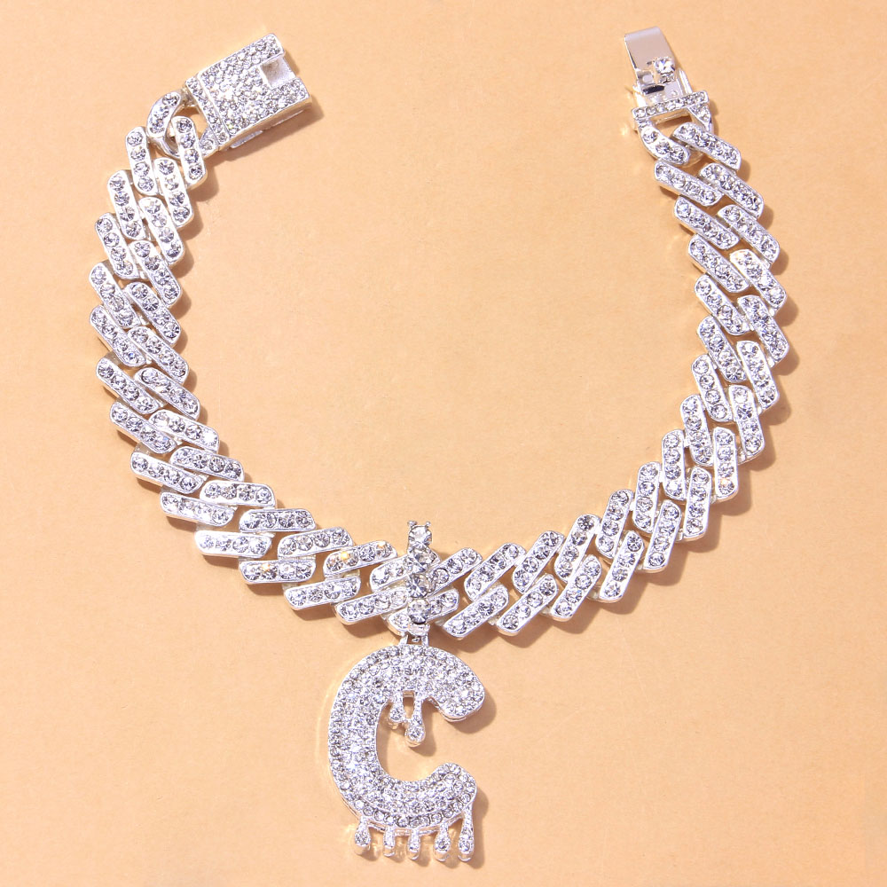Cute Miaimi AZ Alphabet Anklet Braclet on the Leg Crystal Whole Iced Out Summer Inital Bling Punk Cuban Link Anklet Jewelry7095398