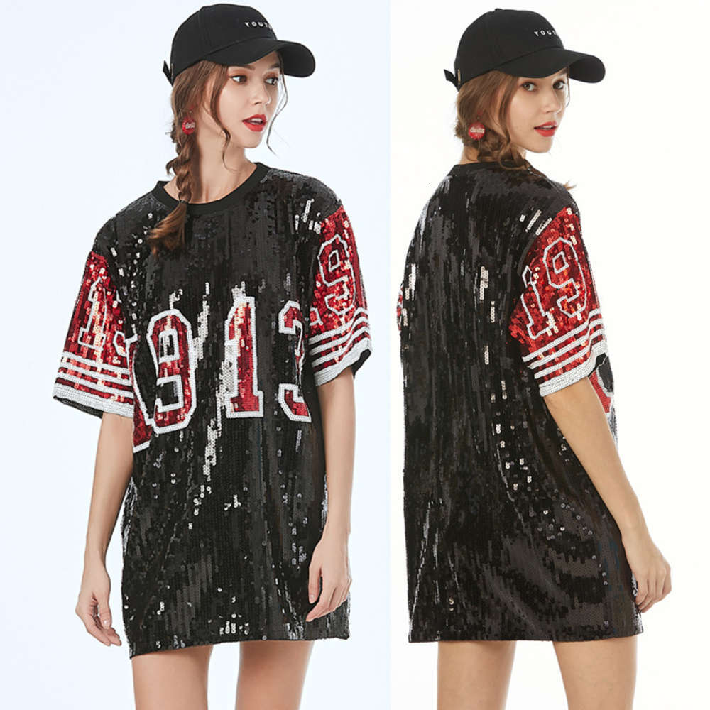 Casual Dresses Beaded loose crew top fashion digital 1913 large Sequin T-shirt, Black
Casual Dresses Beaded loose crew top fashion digital 1913 large Sequin T-shirt, Black