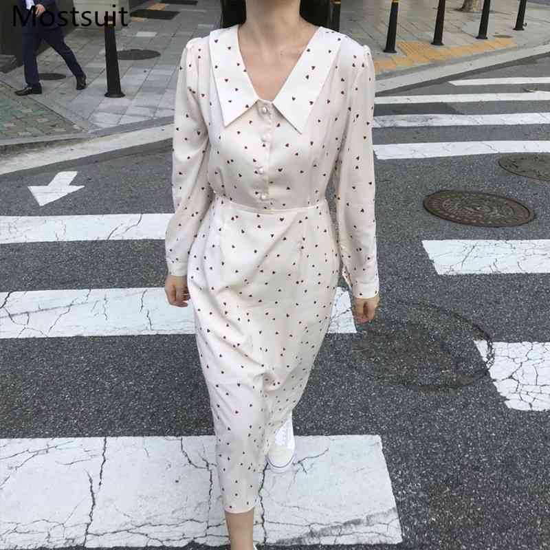 Autumn Hearts Printed Korean Long Dress Women Sleeve Peter Pan Collar Single-breasted Belted Elegant Fashion Vestidos 210518, Picture color
Autumn Hearts Printed Korean Long Dress Women Sleeve Peter Pan Collar Single-breasted Belted Elegant Fashion Vestidos 210518, Picture color