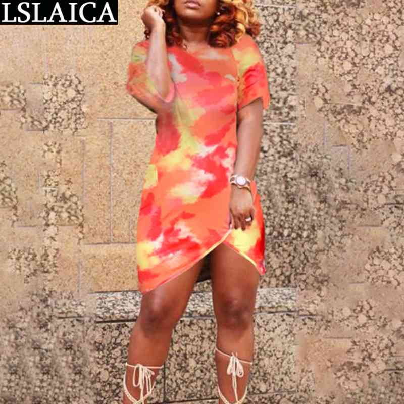Casual Dress Short Sleeve O Neck Tie Dye Print Fashion Irregular Hem Women's Summer Knitted Streetwear Plus Size es 210520, Red
Casual Dress Short Sleeve O Neck Tie Dye Print Fashion Irregular Hem Women's Summer Knitted Streetwear Plus Size es 210520, Red