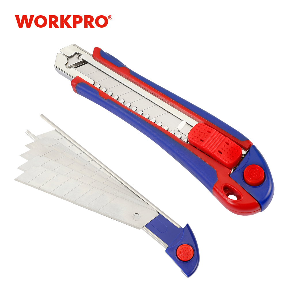 WORKPRO Retractabe Utiity Knife Portabe Pastic Snap Off Knife With 5pcs 18mm SK5 Bade For Home DIY Pipe paper Cutter
WORKPRO Retractabe Utiity Knife Portabe Pastic Snap Off Knife With 5pcs 18mm SK5 Bade For Home DIY Pipe paper Cutter