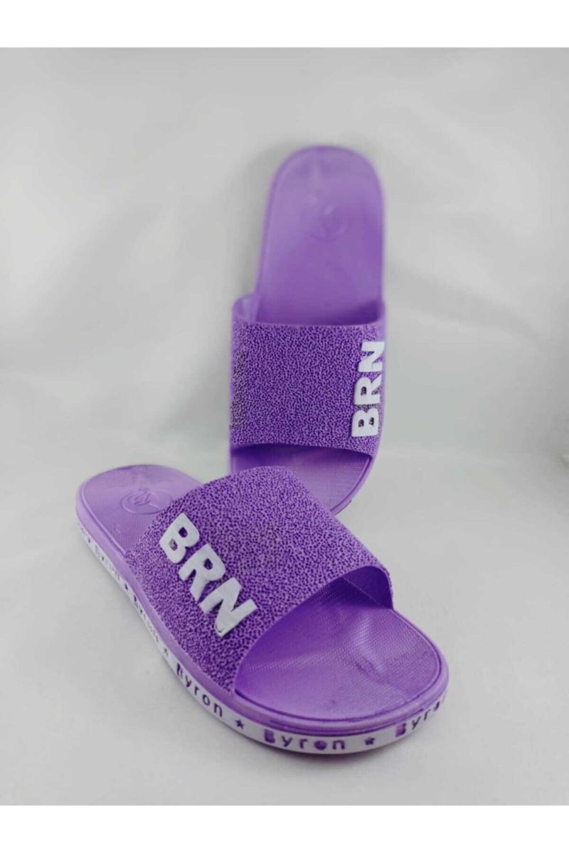 Women's Purple Anti-Slip Soles Bath Basin Balcony Beach Slipper Slippers, Black