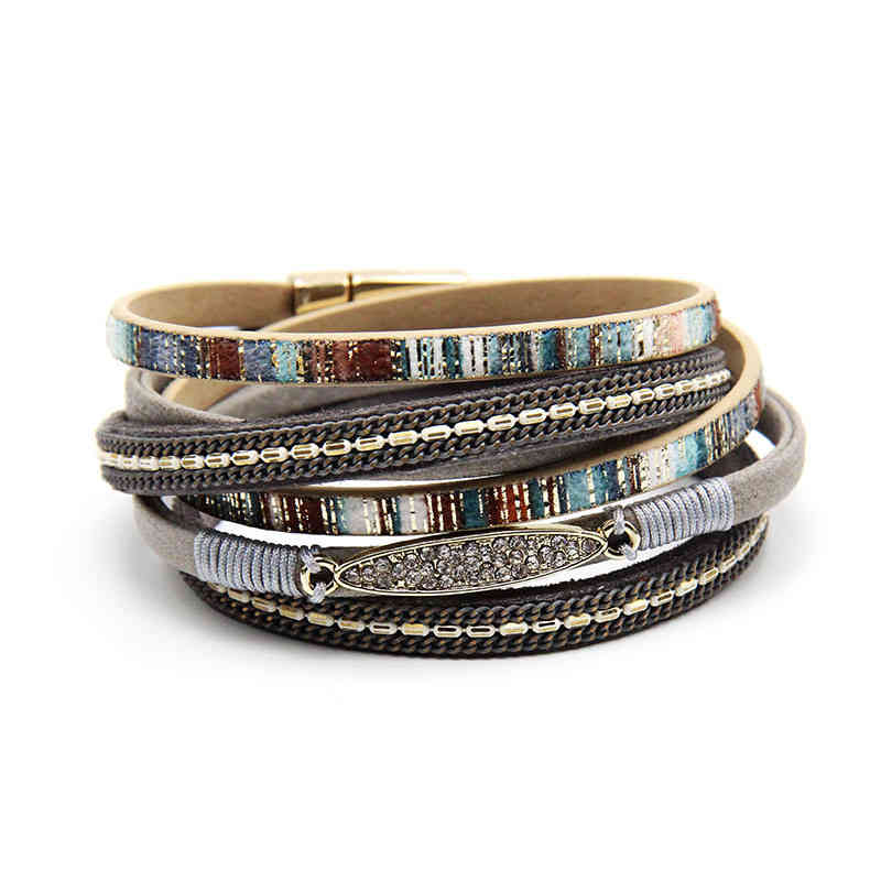 Bangle Charm Bracelets Bohemian Jewelry Hand Woven Bracelet Leather Alloy Fashion