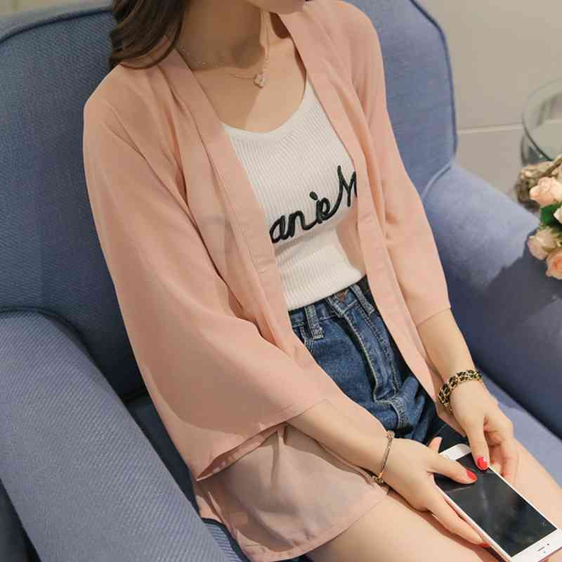Blouse Women Blusas Mujer De Moda Verano Sun Protection Clothing Top Cardigan Chiffon Blouse Shirt Women Blouses Blusa D623 210602, Gray
Blouse Women Blusas Mujer De Moda Verano Sun Protection Clothing Top Cardigan Chiffon Blouse Shirt Women Blouses Blusa D623 210602, Gray