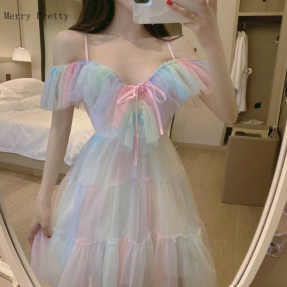 Merry Pretty Summer Women Party Dress V Neck Suspenders Rainbow Fairy es Off Shoulder Kawaii Cute Pestal Mesh Sexy 210526, As the photo
Merry Pretty Summer Women Party Dress V Neck Suspenders Rainbow Fairy es Off Shoulder Kawaii Cute Pestal Mesh Sexy 210526, As the photo