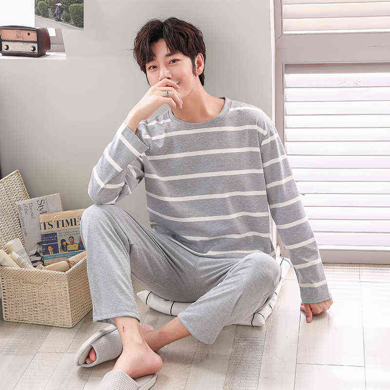 Pajamas Sets Male Striped Full Pure Cotton Carton Fashion Men Long Sleeve Sleepwear Suit 2 Pieces Casual Spring Home Lounge Gift 211111, 6101
Pajamas Sets Male Striped Full Pure Cotton Carton Fashion Men Long Sleeve Sleepwear Suit 2 Pieces Casual Spring Home Lounge Gift 211111, 6101