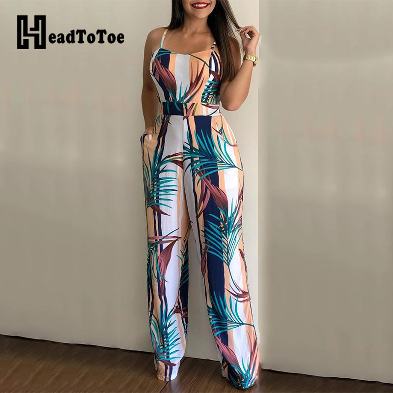 Spaghetti Strap Leaf Print Jumpsuit for Women Summer Sleeveless Female Casual Rompers Jumpsuits, Default color
Spaghetti Strap Leaf Print Jumpsuit for Women Summer Sleeveless Female Casual Rompers Jumpsuits, Default color