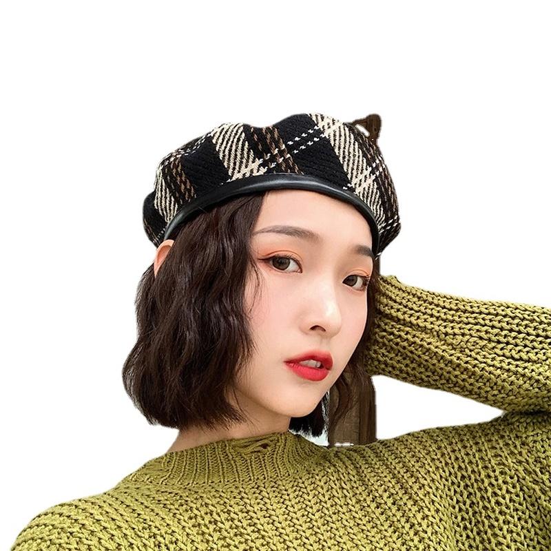 Berets Large Plaid Flat Top Women Pu Leather Edging Delicate Texture France Fashion Street Headwear Travel Female Boy Caps, Coffeegrid
Berets Large Plaid Flat Top Women Pu Leather Edging Delicate Texture France Fashion Street Headwear Travel Female Boy Caps, Coffeegrid