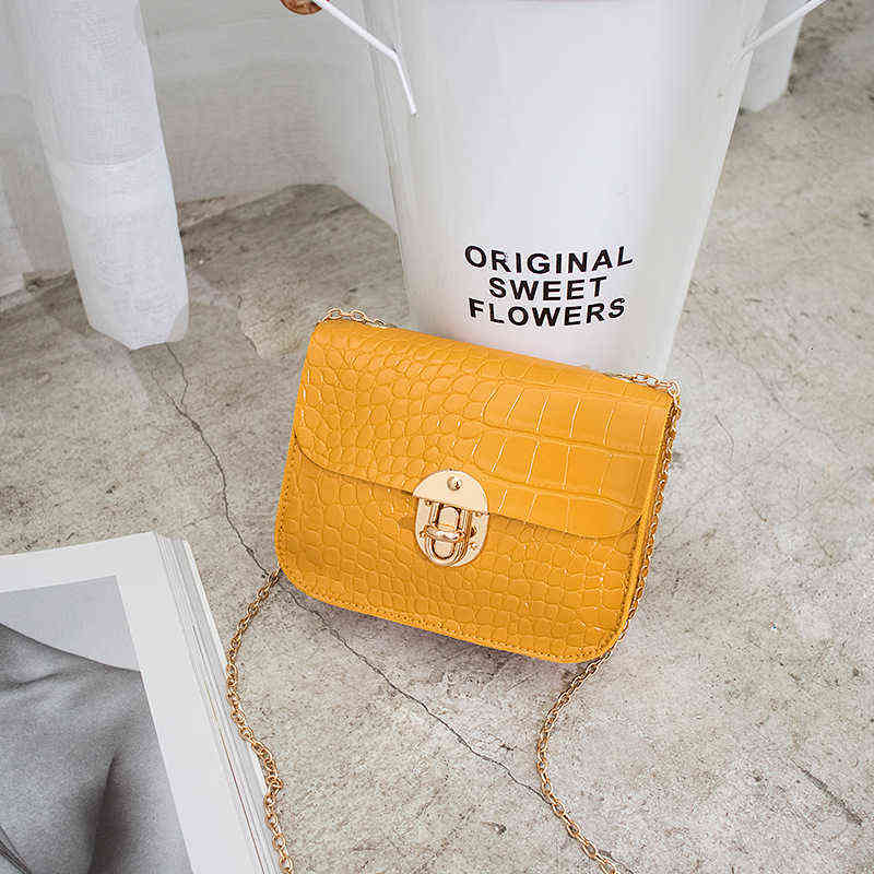 women's French women's crocodile messenger ins MINI SQUARE bag 065
