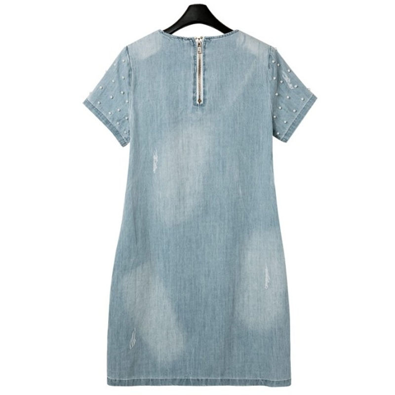 Summer Plus Size M-5XL Women Clothing Casual Loose Dress Fashion Denim Jeans Dresses Vestidos Cotton Woman's Gown C19-c 210427