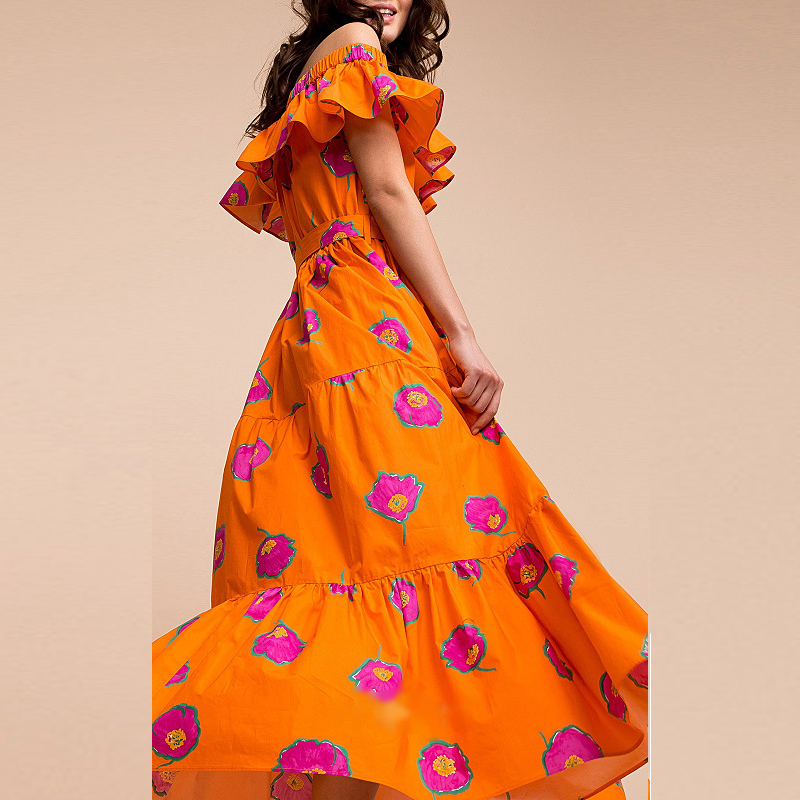 Summer Off Shoulder Strapless Ruffles Dress Women Sundresses Beach Casual Floral Maxi Party Dresses Robe 210521, Orange
Summer Off Shoulder Strapless Ruffles Dress Women Sundresses Beach Casual Floral Maxi Party Dresses Robe 210521, Orange