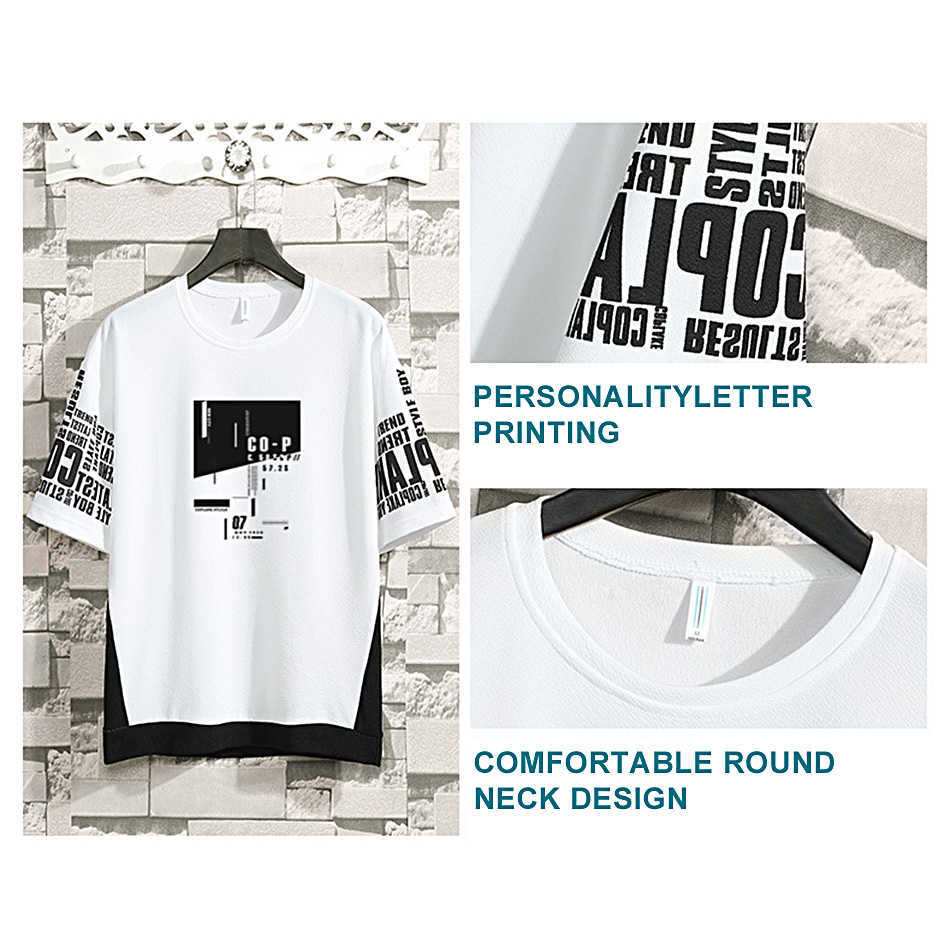 Men's Casual T-Shirt Set Korean Youth Short Sleeve Shorts Summer Sportswear Loose Wear Ventilation Comfortable Deals 210629