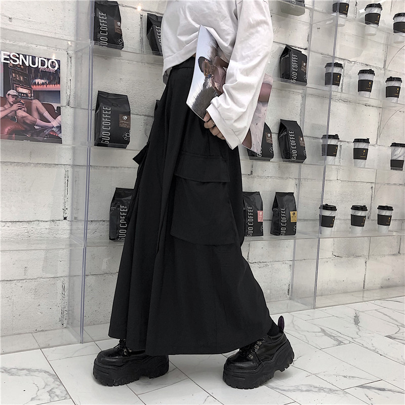 Harajuku Streetwear Korean cargo pants Women Man Summer Hip Hop Harem Wide Vintage Kimono Japan Loose black trousers 210422