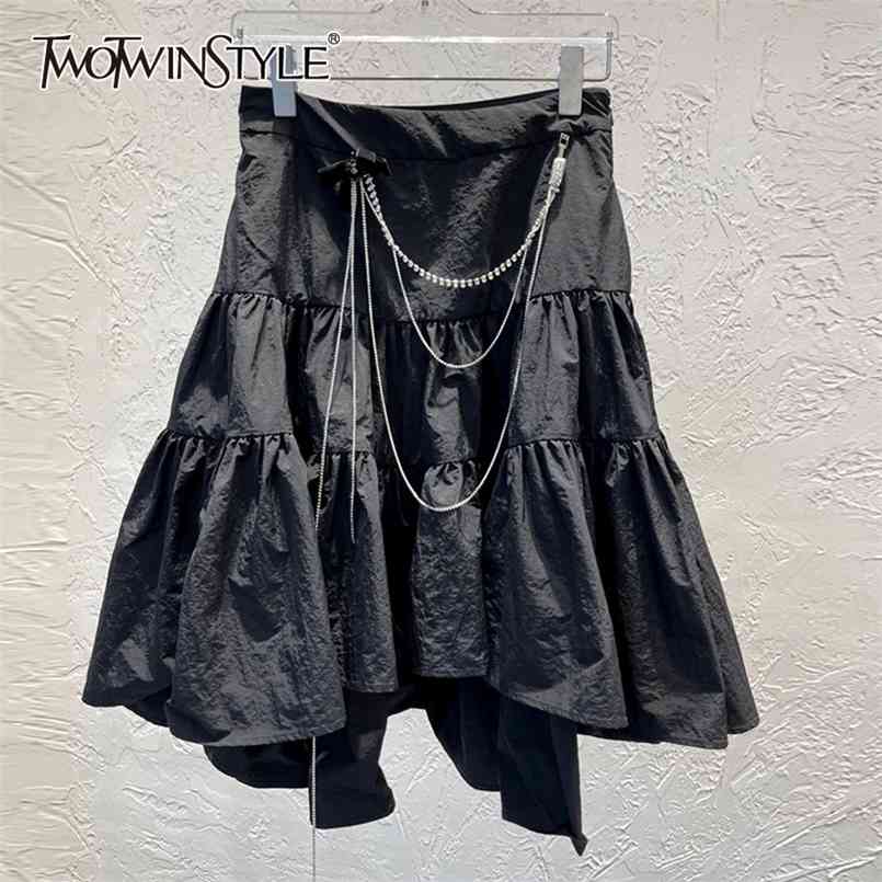 Black Patchwork Bowknot Chain Skirt For Women High Waist Ruched A Line Midi Skirts Female Summer Fashion Style 210521
Black Patchwork Bowknot Chain Skirt For Women High Waist Ruched A Line Midi Skirts Female Summer Fashion Style 210521