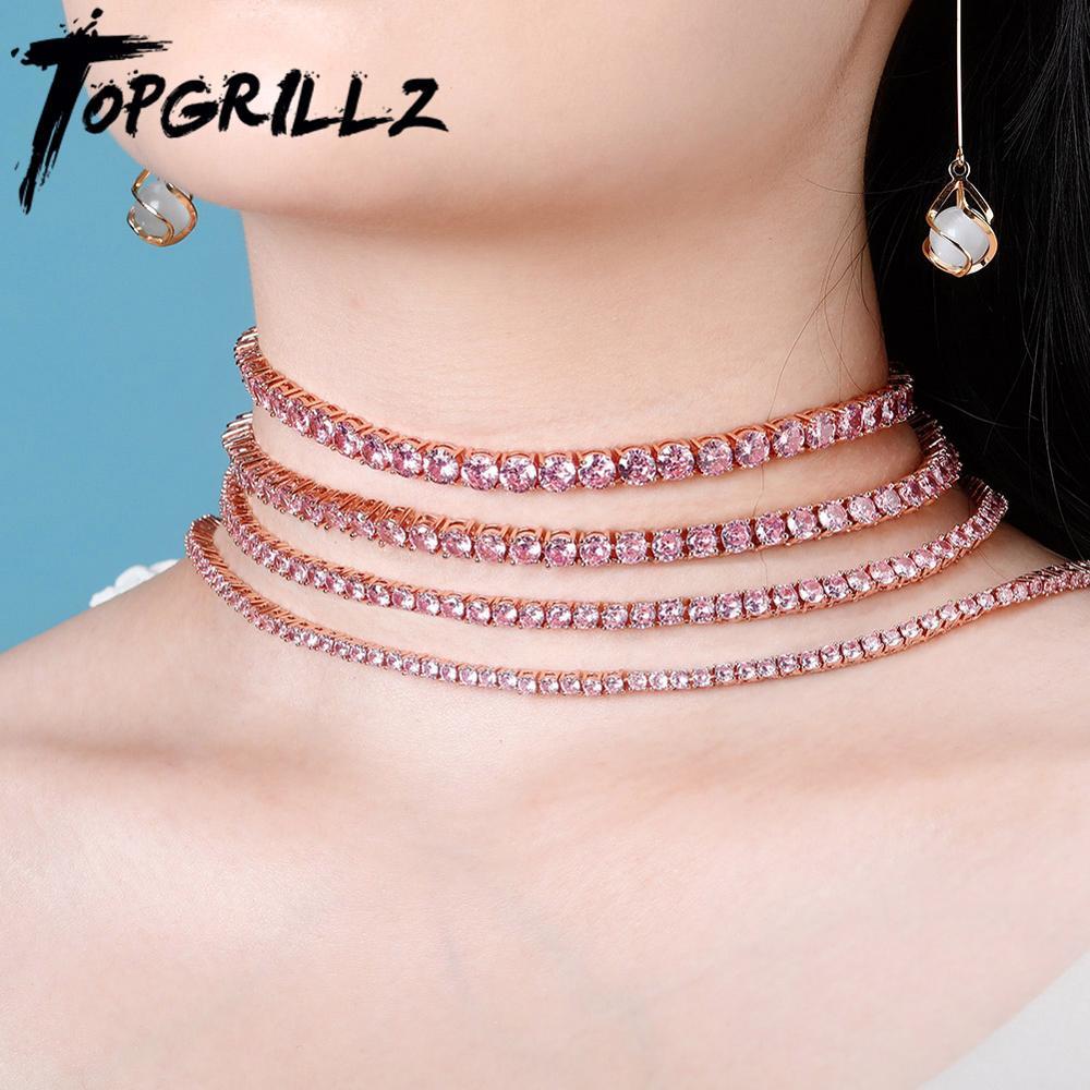 TOPGRILLZ 3mm-6mm Tennis Chain Choker Necklace Iced Out Bling AAA Zircon 1 Row Tennis Chain Women's Necklace Blue and Color X0509
TOPGRILLZ 3mm-6mm Tennis Chain Choker Necklace Iced Out Bling AAA Zircon 1 Row Tennis Chain Women's Necklace Blue and Color X0509