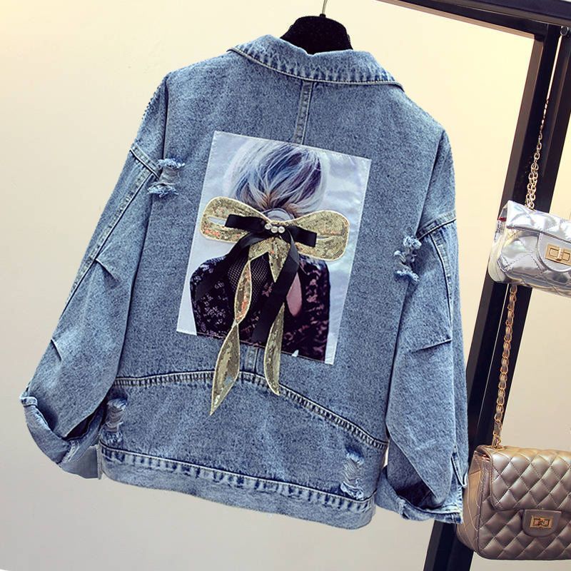 women's jackets denim jacket women turn collar spring autumn printed short coats long-sleeve loose wild slimming female oversized, Black;brown
women's jackets denim jacket women turn collar spring autumn printed short coats long-sleeve loose wild slimming female oversized, Black;brown