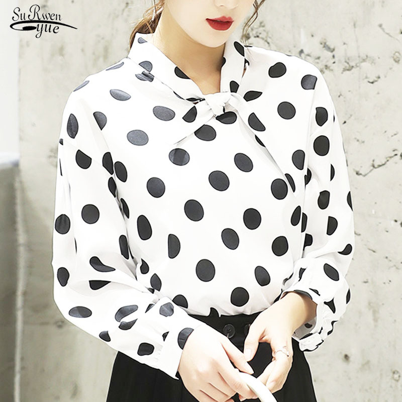 Blusa Women Blouse and Tops Autumn Polka Dot Shirt Women' Retro Bottoming Bow Ribbon Chemisier Femme 9342 210521, White
Blusa Women Blouse and Tops Autumn Polka Dot Shirt Women' Retro Bottoming Bow Ribbon Chemisier Femme 9342 210521, White