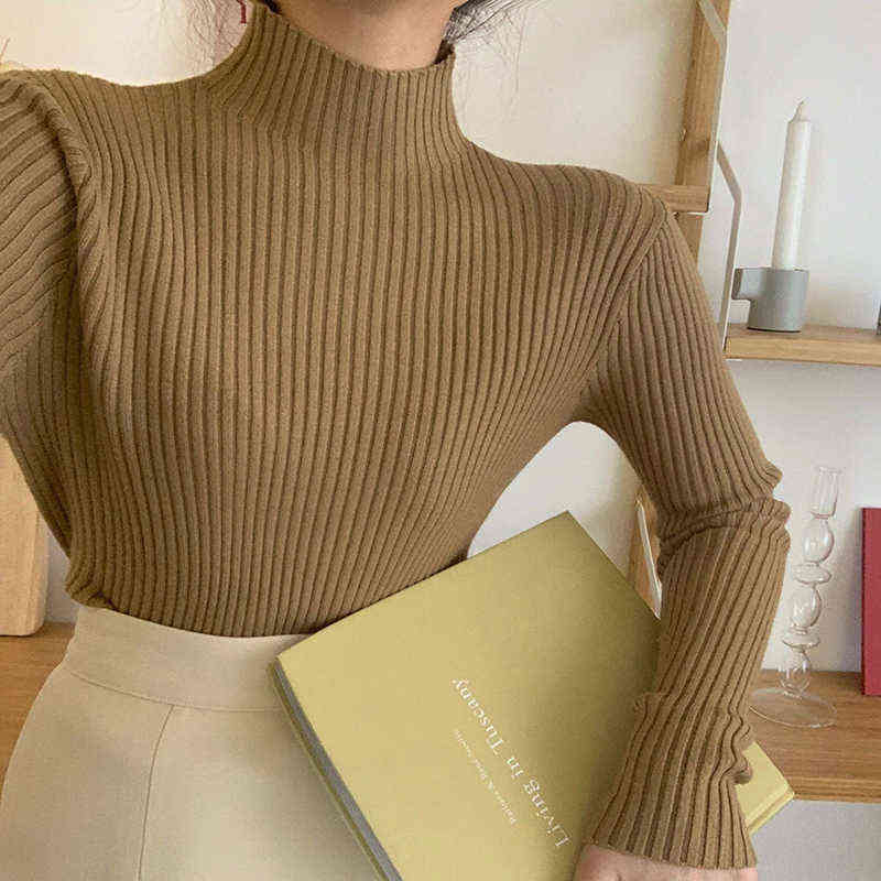 AOSSVIAO chic Autumn winter Sweater Pullovers Women Long Sleeve casual turtleneck warm basic Sweater knit Jumpers top 211123wtt