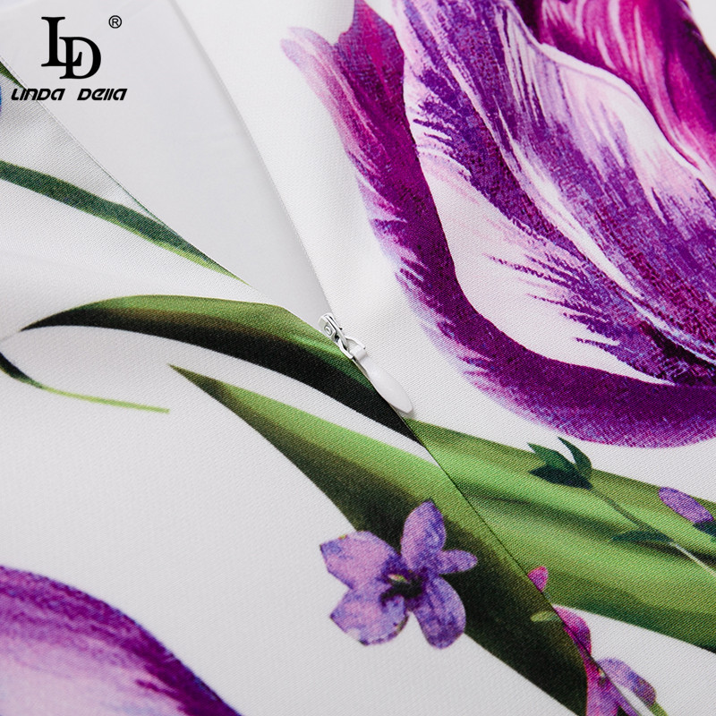 Fashion Runway Summer Vintage Mini Dress Women Short Sleeve O-Neck Flower Print Ladies Holiday Party Vestid 210522