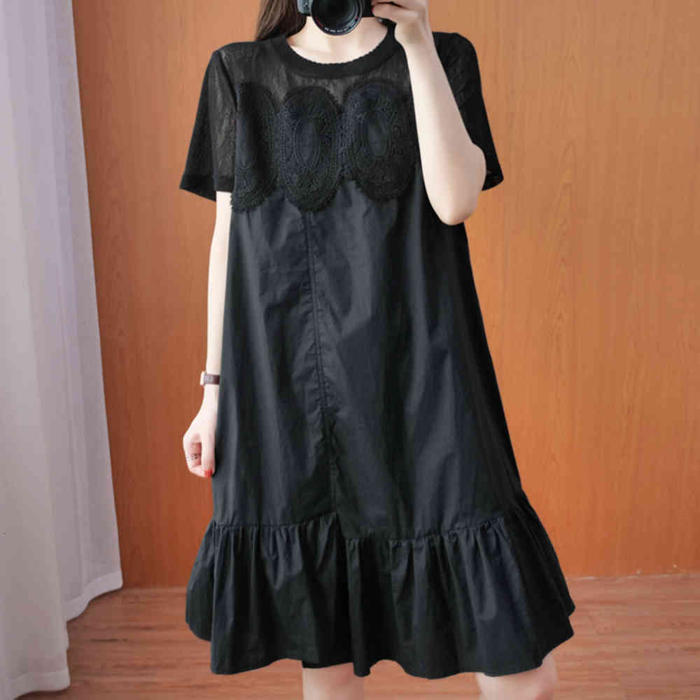 Casual Dresses Summer Dress Japanese Style Solid Color Round Neck Lace Splicing Perspective Simplicity Women's Clothing HG5L, 1# packing bag
Casual Dresses Summer Dress Japanese Style Solid Color Round Neck Lace Splicing Perspective Simplicity Women's Clothing HG5L, 1# packing bag