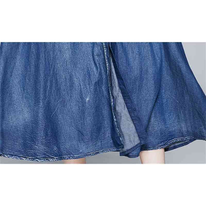 Women Autumn And Winter Elegant Soft Denim Dress High Quality Sexy Off Shoulder Femme Runway Casual Long Vestidos 210520