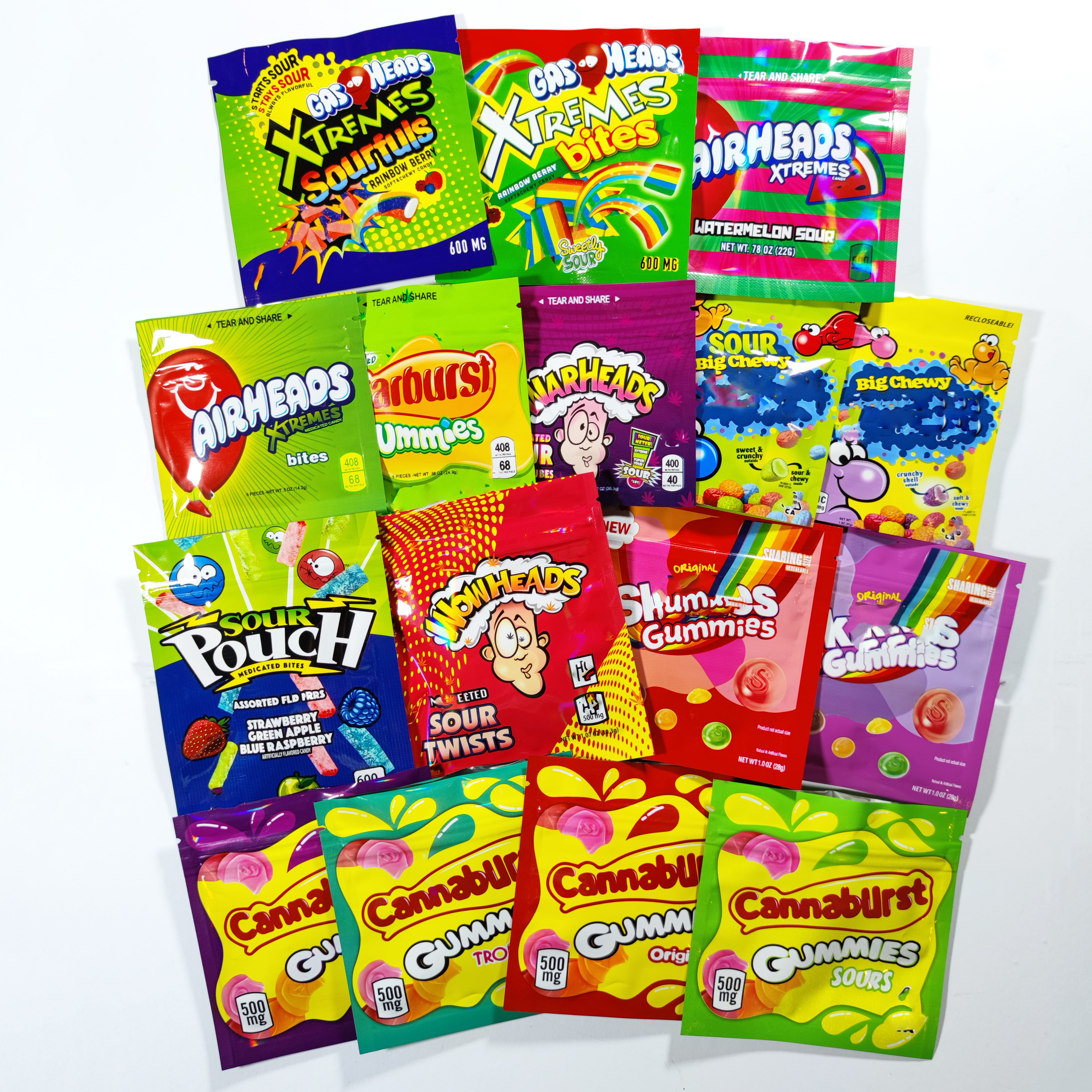 Skitss airheads warheads Gummies edible Mylar Bags 400mg Empty Gasheads Xtremes Cannaburst Medicated Sour Rainbow Edibles Candy Gummy Zipper Packaging Bag
Skitss airheads warheads Gummies edible Mylar Bags 400mg Empty Gasheads Xtremes Cannaburst Medicated Sour Rainbow Edibles Candy Gummy Zipper Packaging Bag
