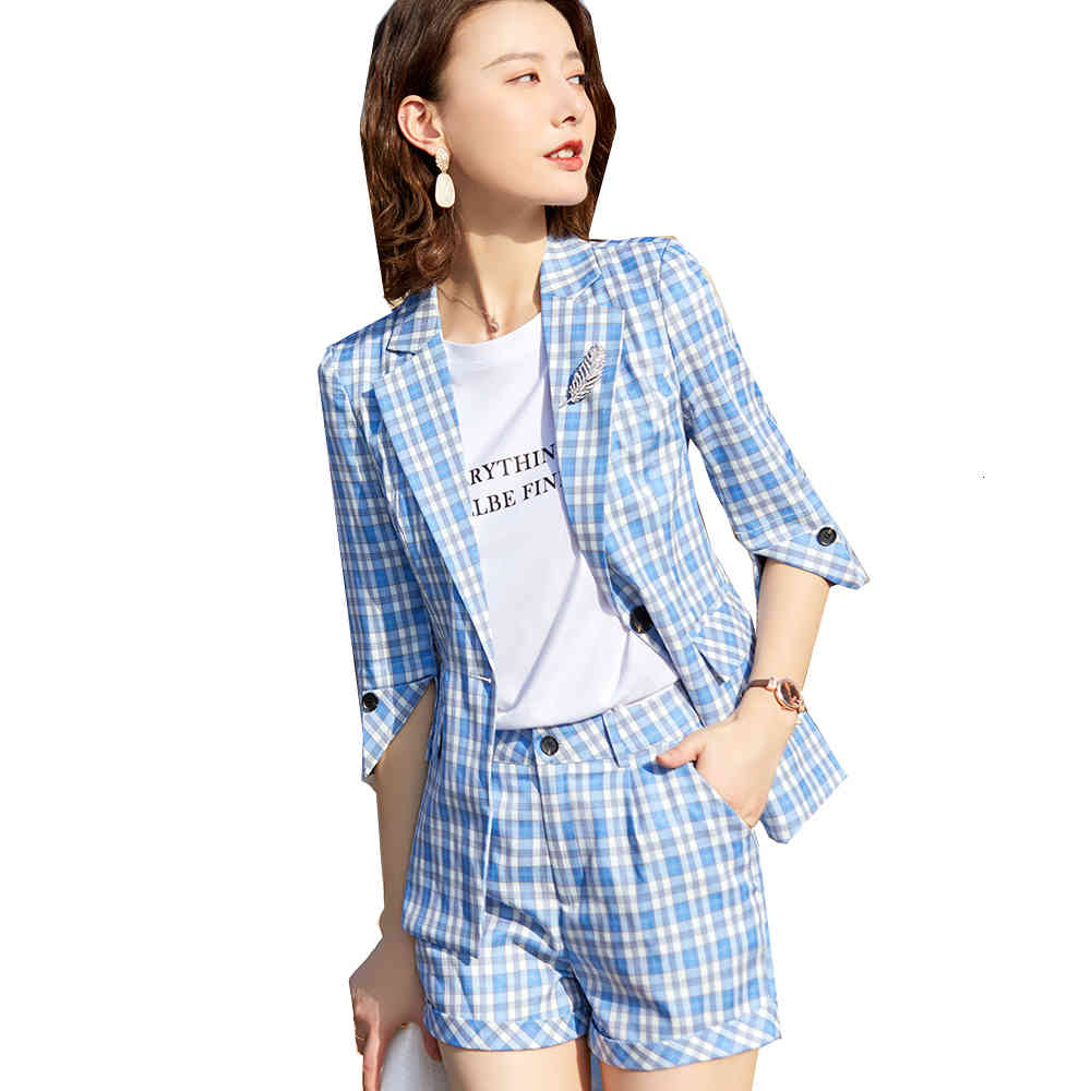 Women's Suits & Blazers Fashion Women Blue Pink Plaid Pant Suit for Spring Summer Three Quarter Sleeve Blazer Jacket and Trouser FA7I, Blue plaid suit
Women's Suits & Blazers Fashion Women Blue Pink Plaid Pant Suit for Spring Summer Three Quarter Sleeve Blazer Jacket and Trouser FA7I, Blue plaid suit