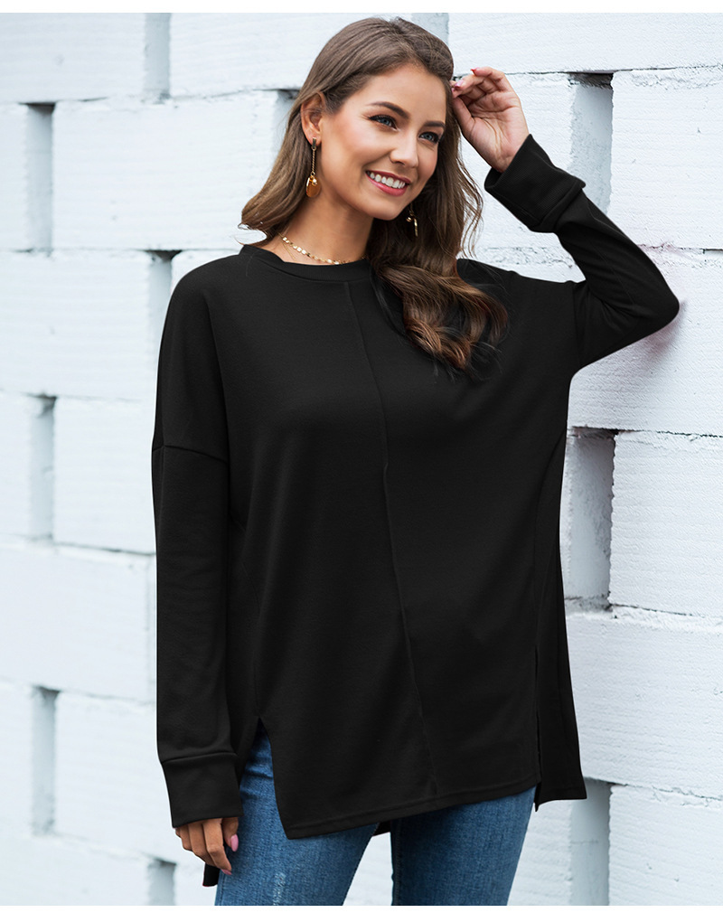 Women T shirt for Spring Autumn Casual loose o-neck long sleeve thick t female Solid women tops s 210524