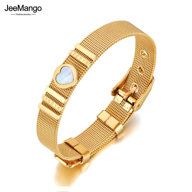 Charm Bracelets JeeMango 18K Gold White Shell Heart Jewelry For Women Stainless Steel Adjustable Watch Strap Bracelet JB21128, Golden;silver
Charm Bracelets JeeMango 18K Gold White Shell Heart Jewelry For Women Stainless Steel Adjustable Watch Strap Bracelet JB21128, Golden;silver