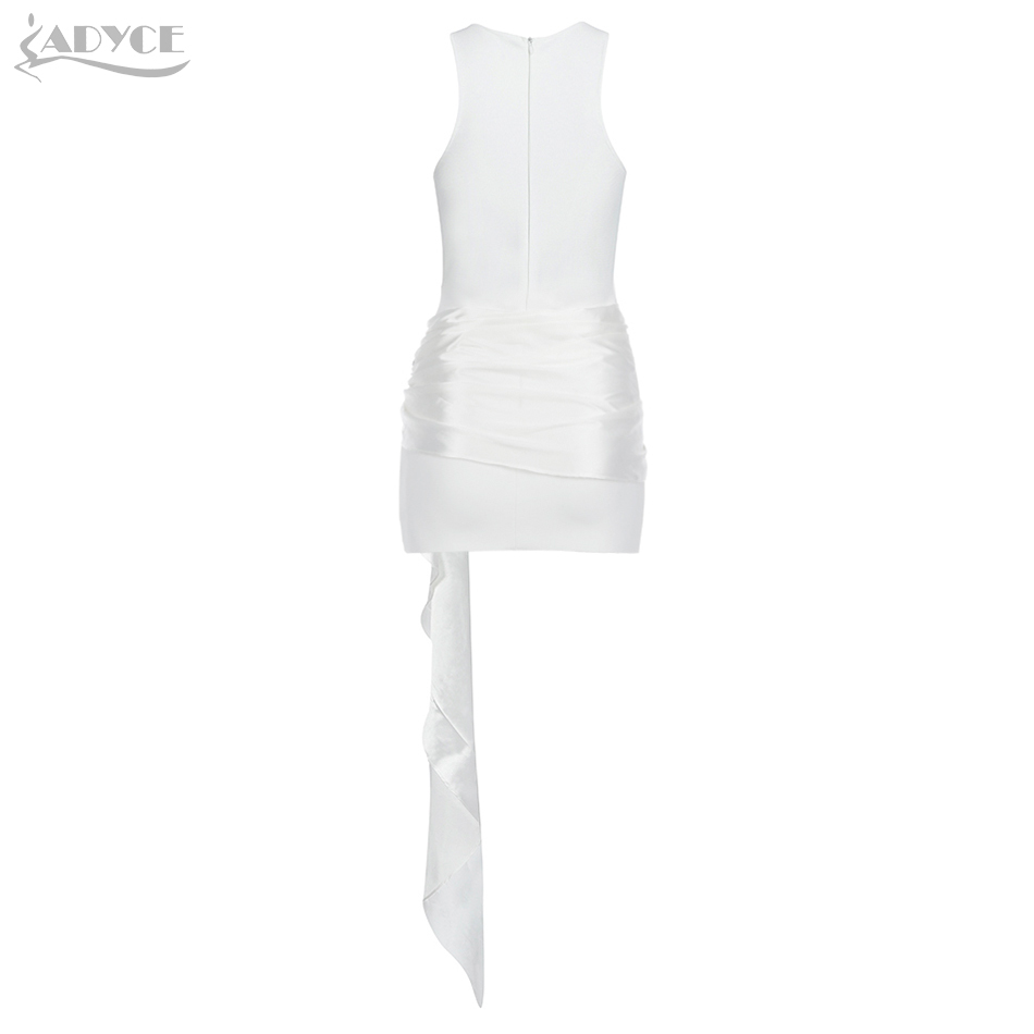 Summer White Bodycon Club Bandage Dress Women Sexy Tank Sleeveless Mini Draped Celebrity Runway Party Dresses Vestidos 210423