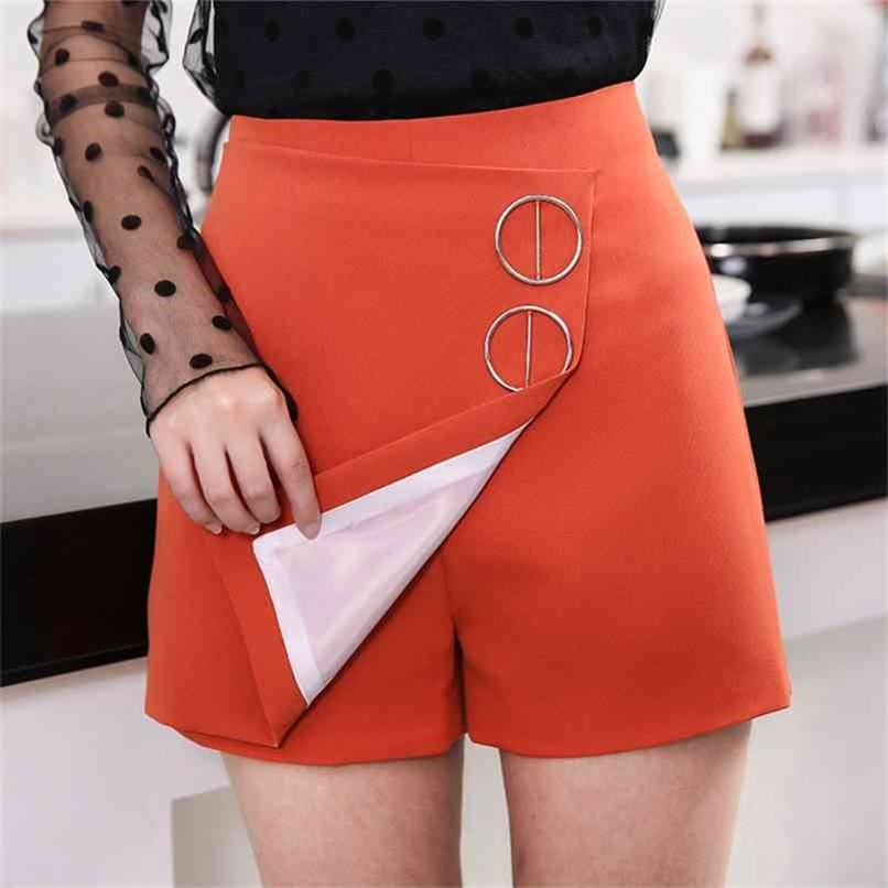 Hiawatha Summer High Waist Chiffon Shorts Skirts Korean Style Fashion Rear Zipper D2949 210714