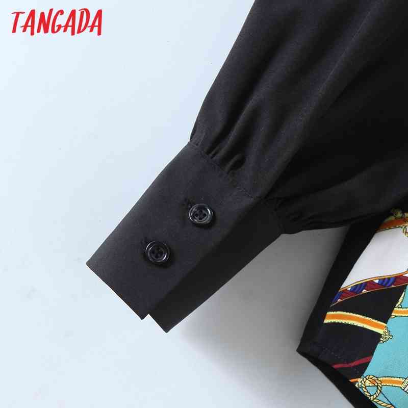 Women Vintage Print Chiffon Long Sleeve Spring Chic Female Casual Loose Shirt QW93 210416