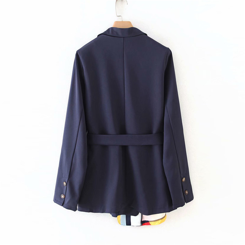 Women Fashion Stripe Patchwork Blazer With Belt Long Sleeve Office Lady Blazer Autumn Winter Ladies Streetwear Outwear Coat 210414