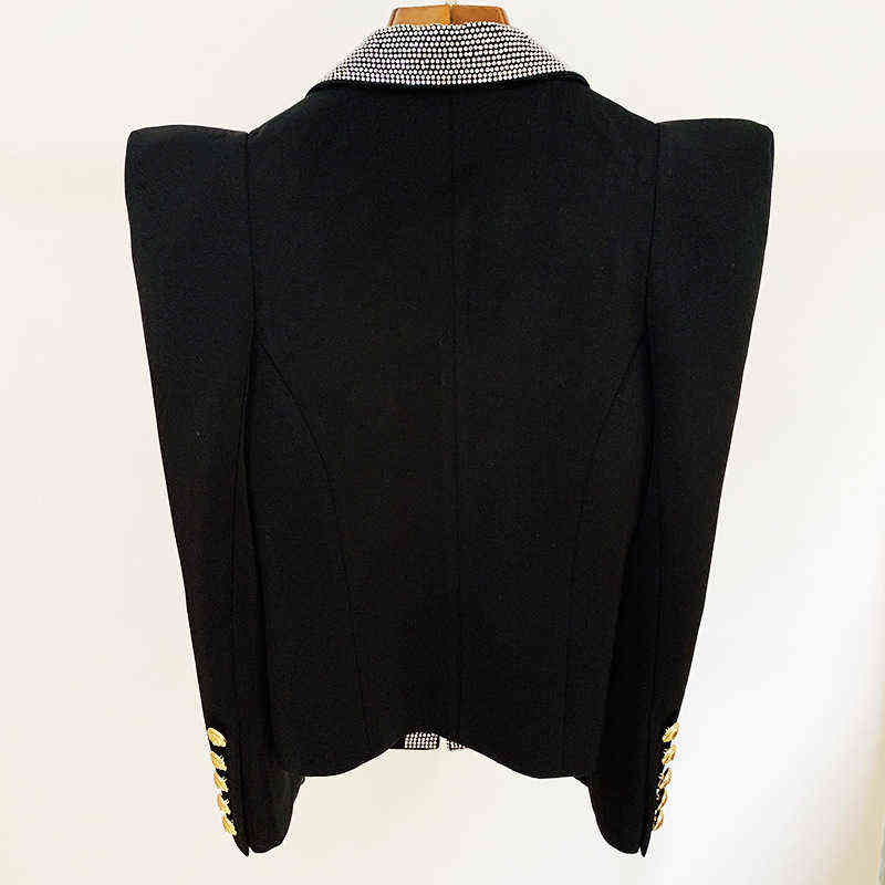 Shrug Diamonds Collar Blazer Women Black Autumn Female Jacket Fashion Shoulder Blazers Suit High Quality Dropship 211122